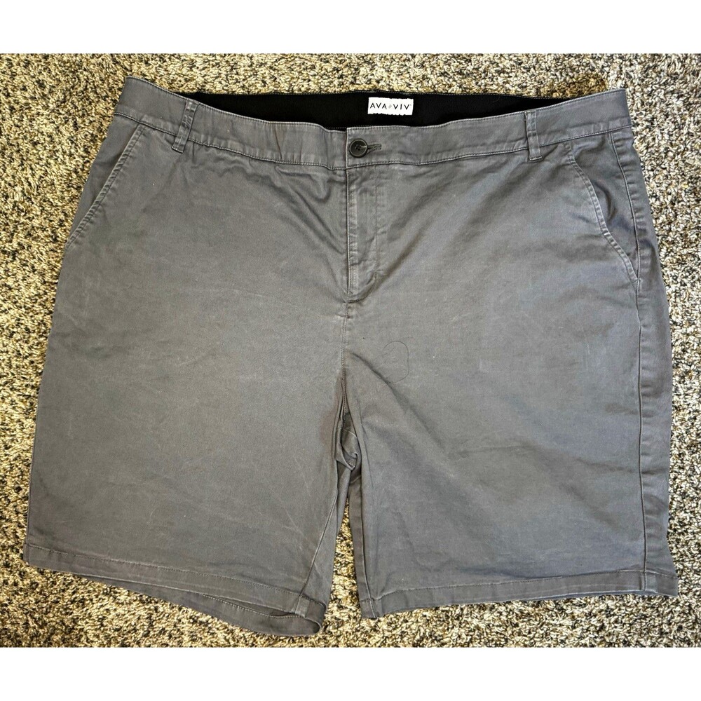 AVA & VIV Women’s Gray Bermuda Shorts 24W Cotton Stretch Casual Chino